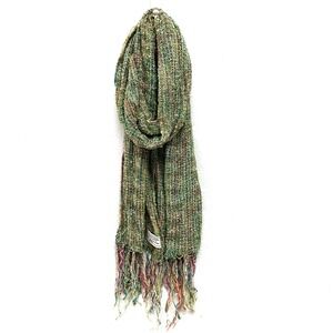 Mucros Weavers Ireland Green Multi Color Textured Fringe Scarf Muckross House